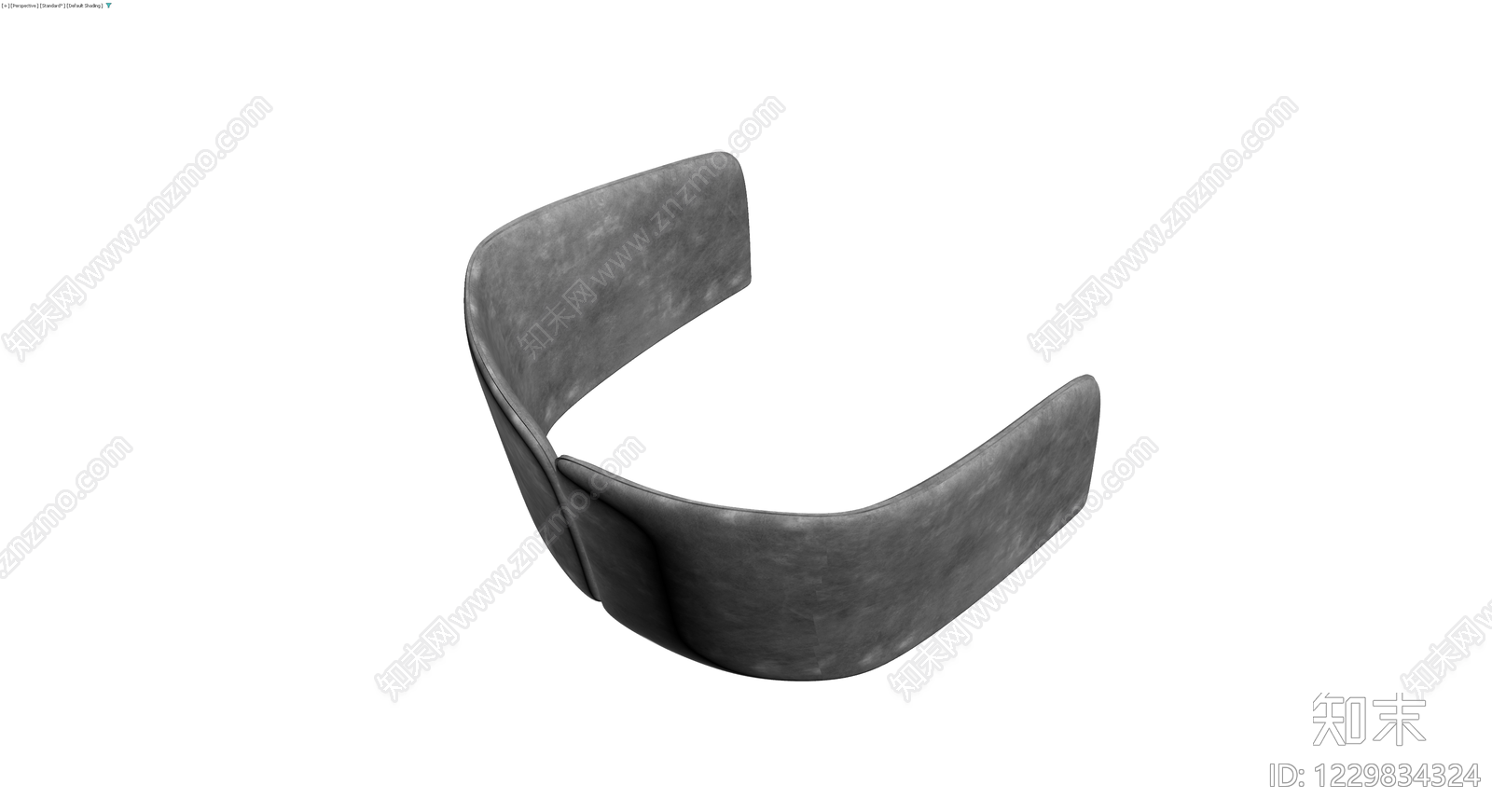 弧形深灰软包沙发3D模型下载【ID:1229834324】