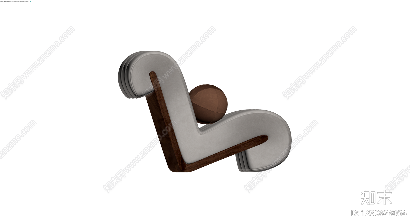 现代灰色软包休闲椅3D模型下载【ID:1230823054】