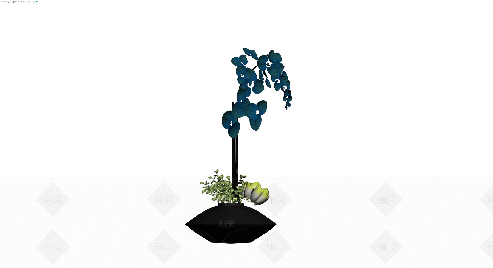 黑色底座蓝色兰花盆栽3D模型下载【ID:1229888253】