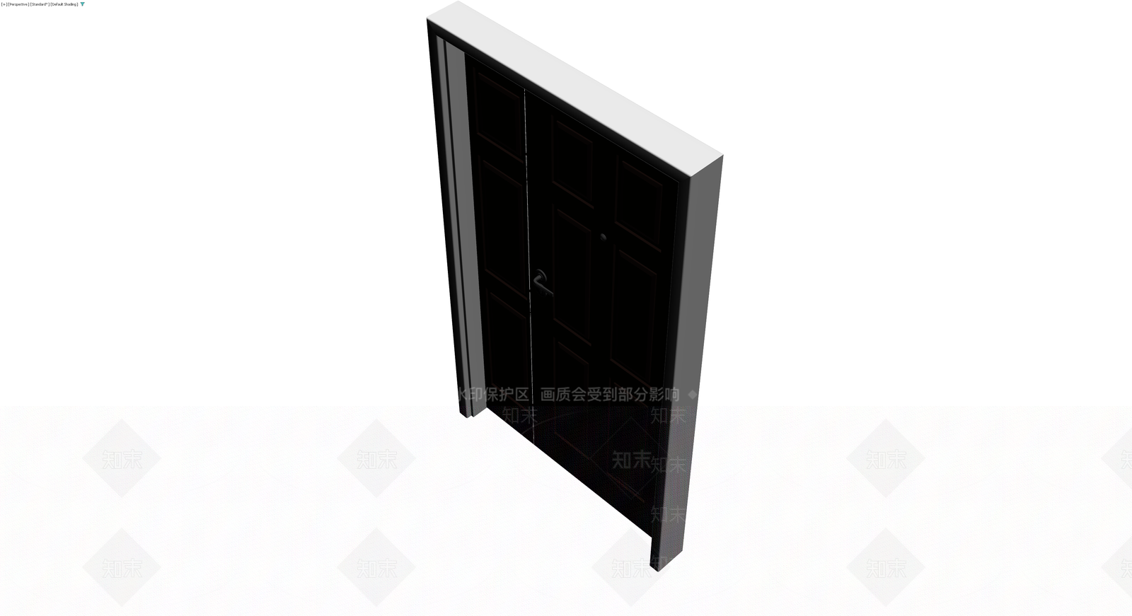 黑色双开入户门组件3D模型下载【ID:1230170460】