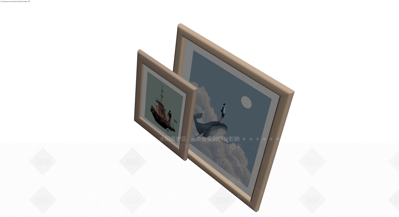两幅挂画装饰组合3D模型下载【ID:1230583809】
