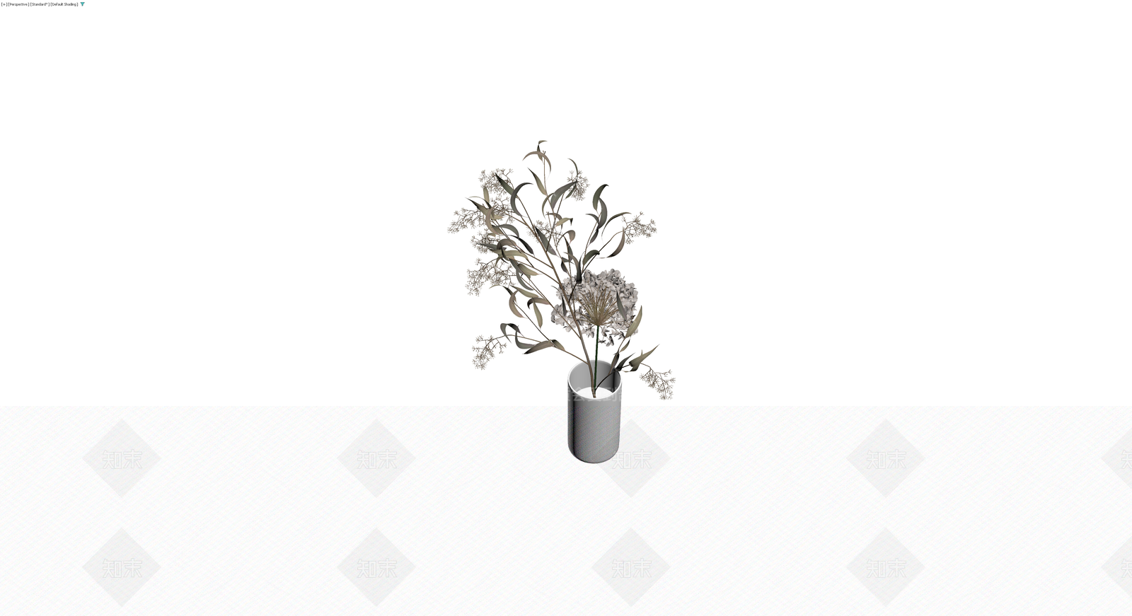 白瓷花瓶配干花盆栽3D模型下载【ID:1230693849】