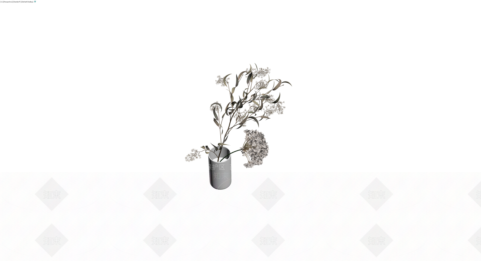 白瓷花瓶配干花盆栽3D模型下载【ID:1230693849】