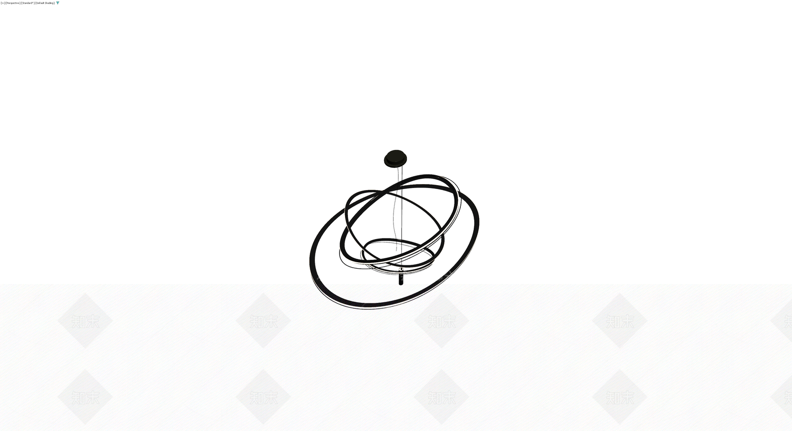 黑色现代环形吊灯3D模型下载【ID:1230758507】