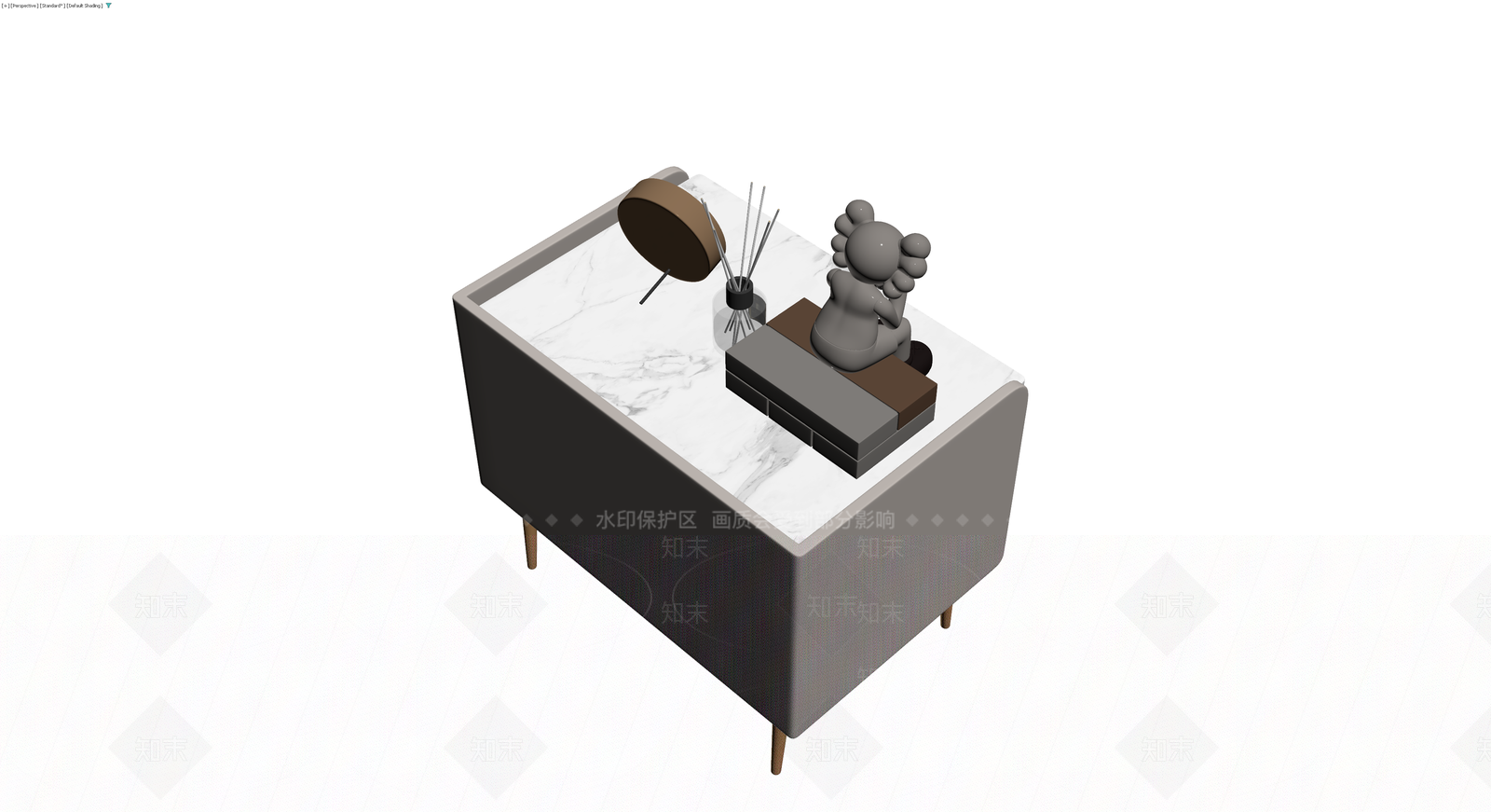 带摆件床头柜组合3D模型下载【ID:1229662979】