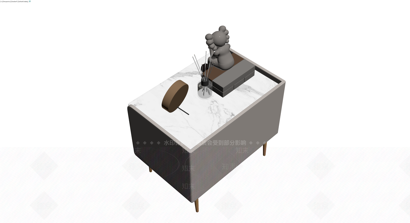 带摆件床头柜组合3D模型下载【ID:1229662979】