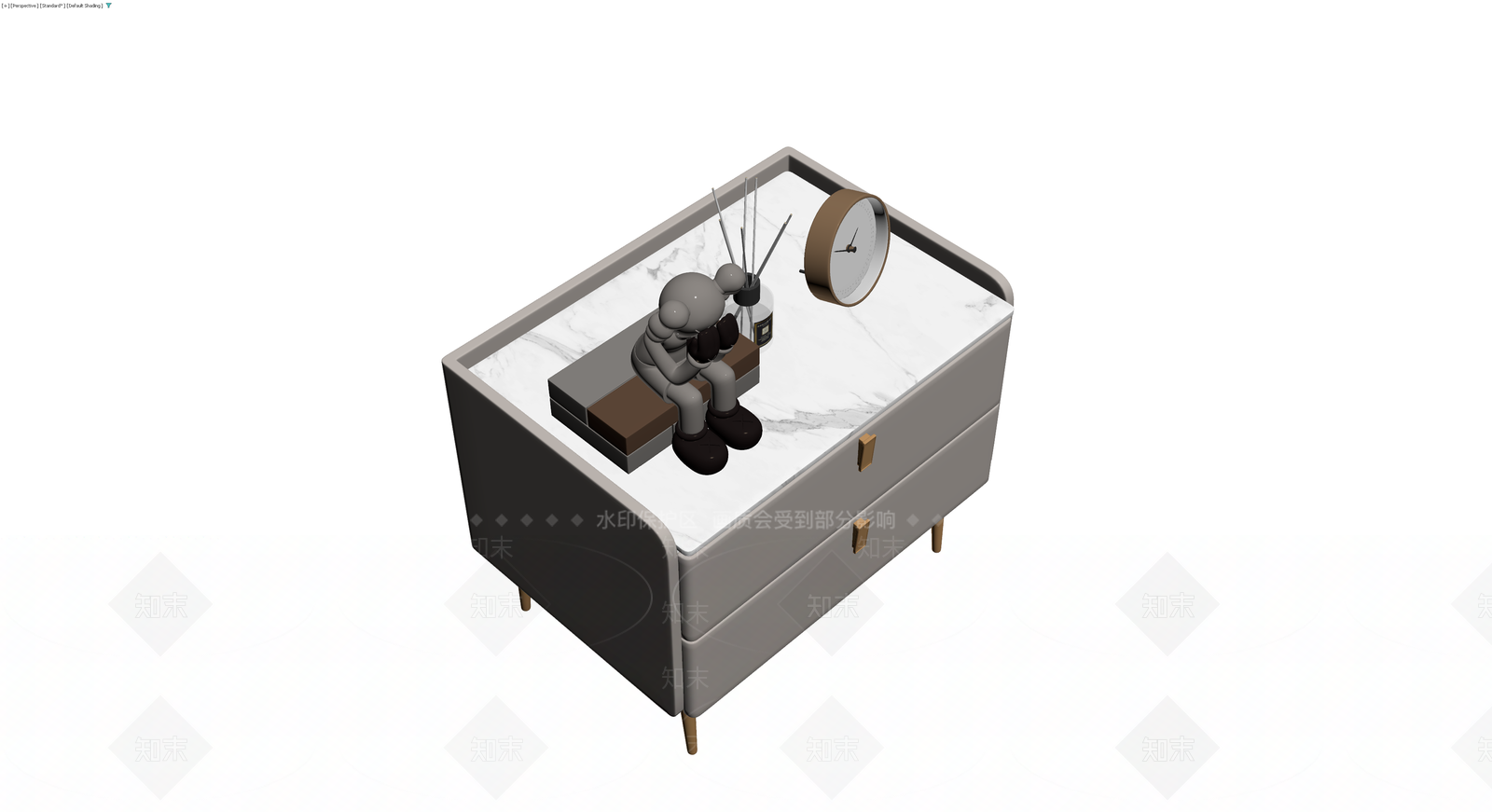带摆件床头柜组合3D模型下载【ID:1229662979】