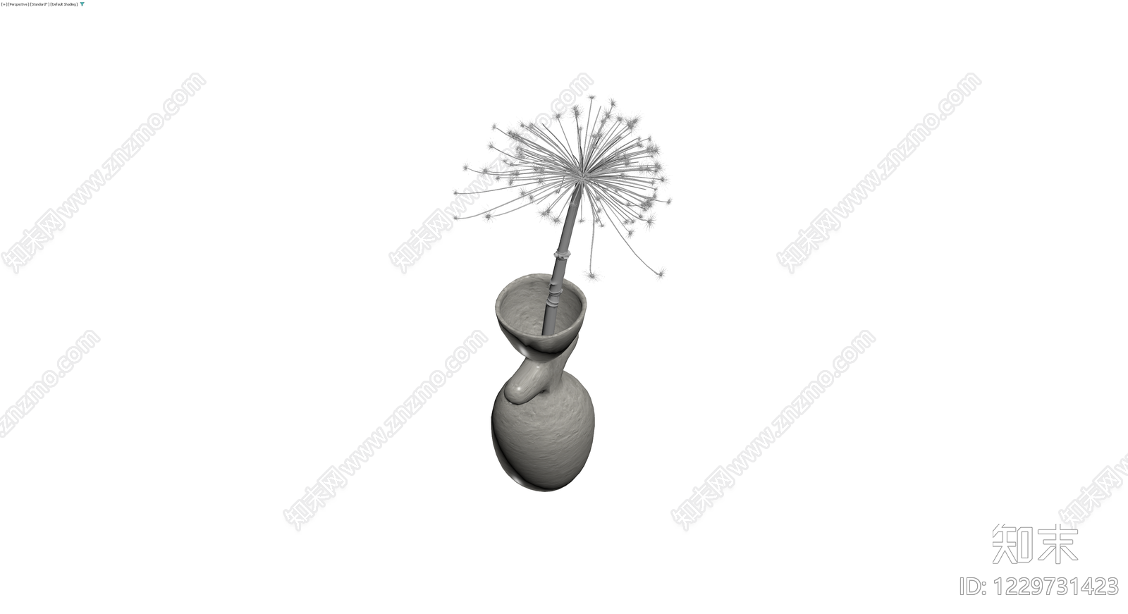 抽象花瓶与植物组合3D模型下载【ID:1229731423】