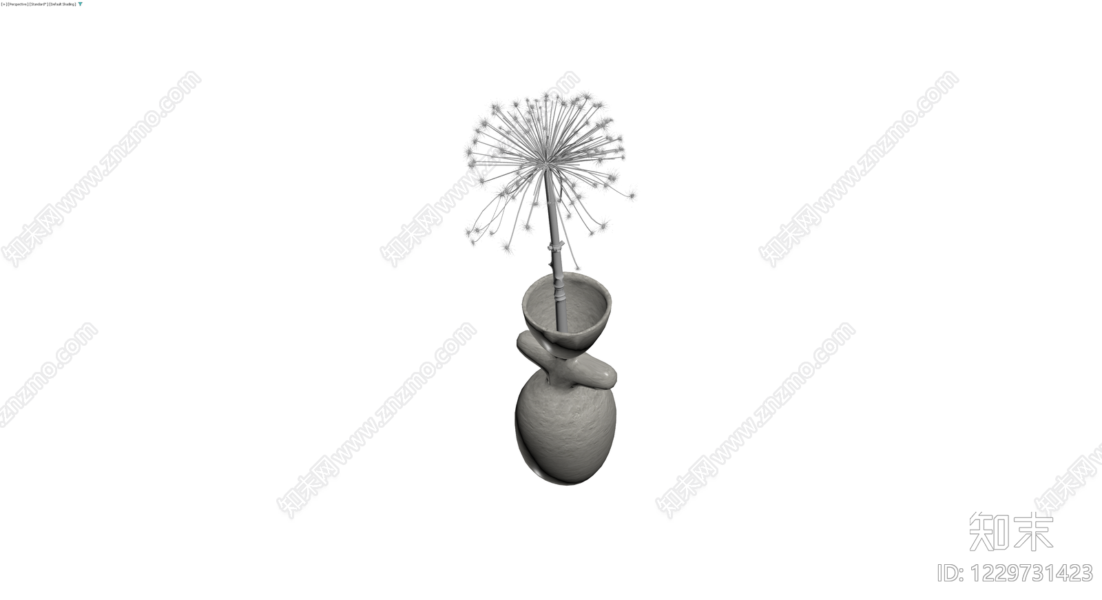 抽象花瓶与植物组合3D模型下载【ID:1229731423】