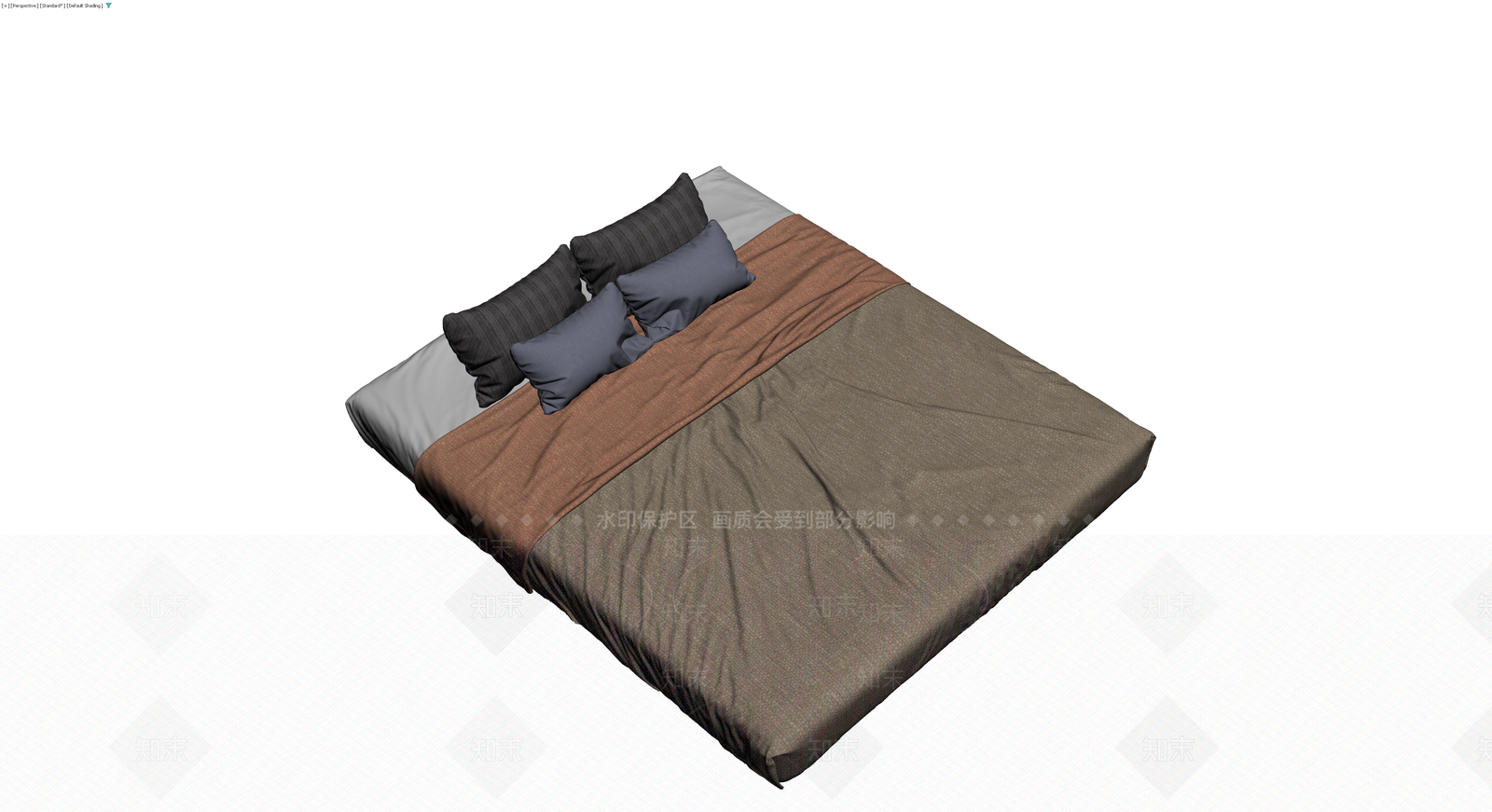 双人床铺及床品组合3D模型下载【ID:1230719601】