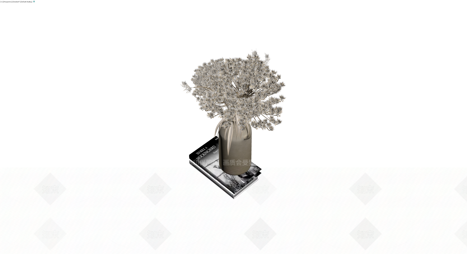 花瓶与干花书籍组合3D模型下载【ID:1230326600】