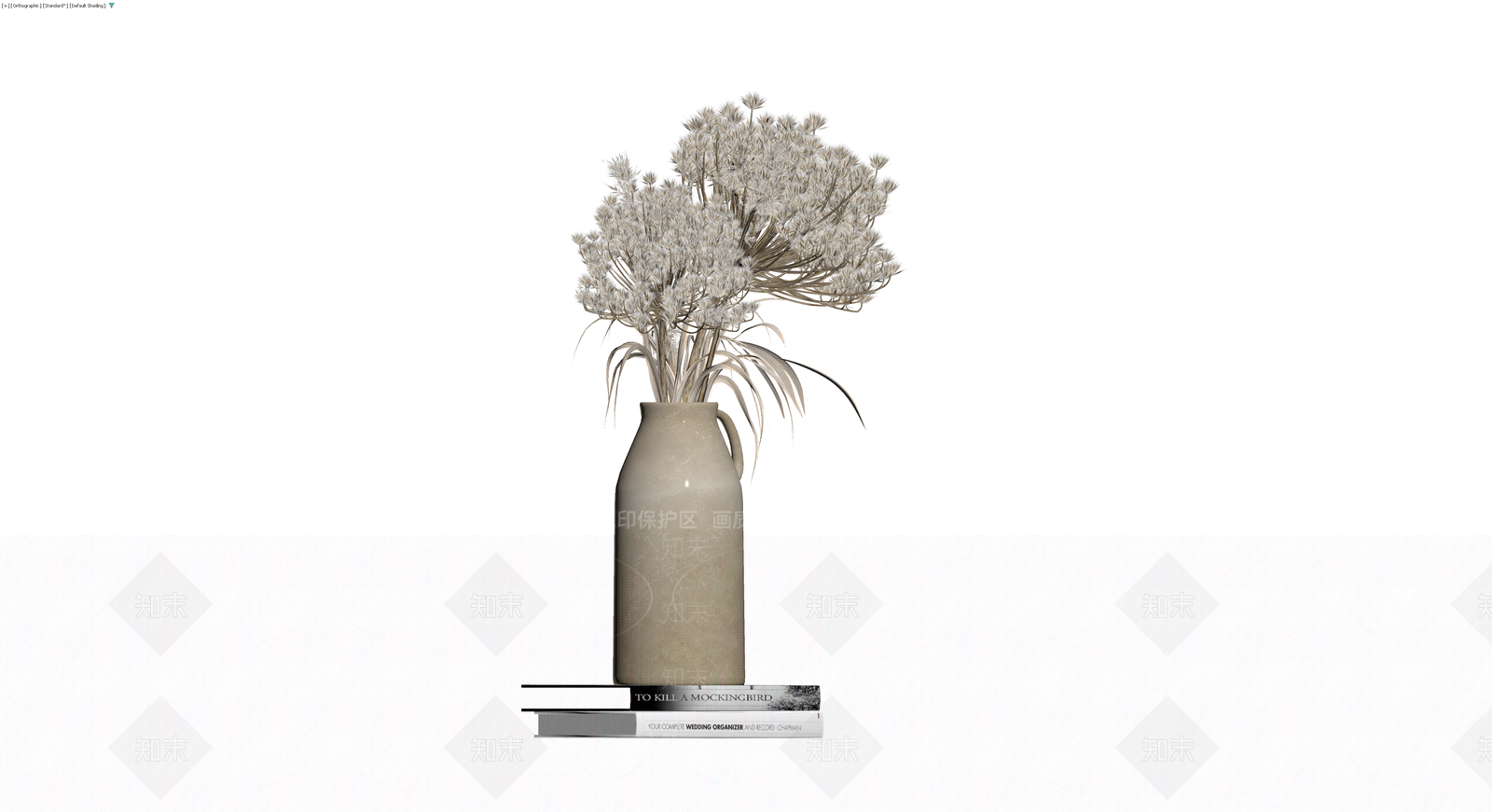花瓶与干花书籍组合3D模型下载【ID:1230326600】