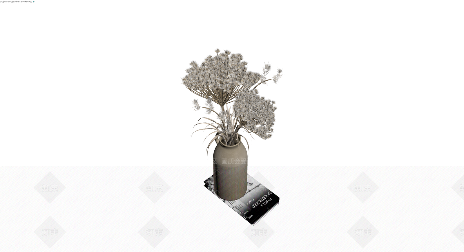花瓶与干花书籍组合3D模型下载【ID:1230326600】