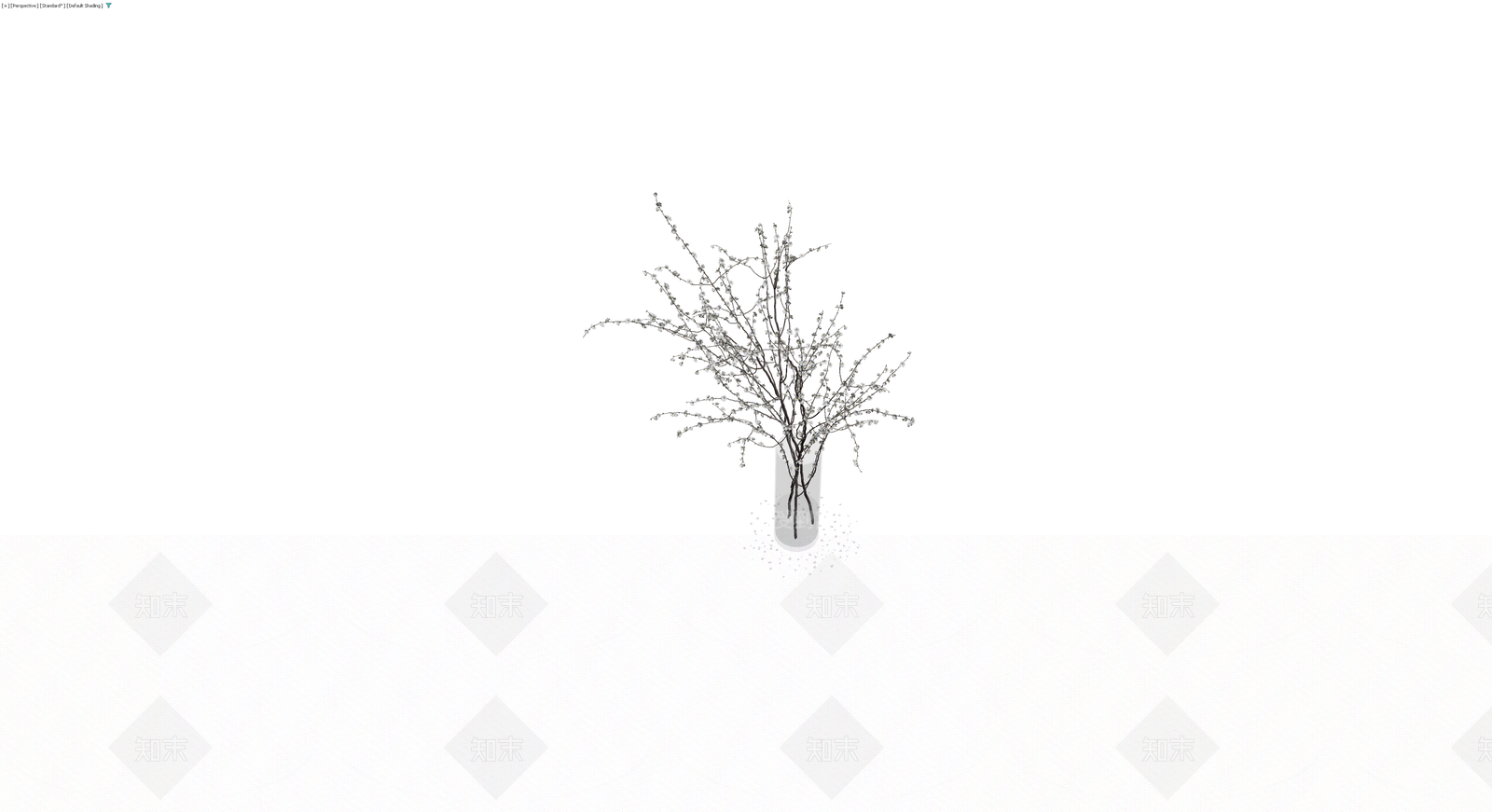 带盆白色花枝盆栽3D模型下载【ID:1229971740】