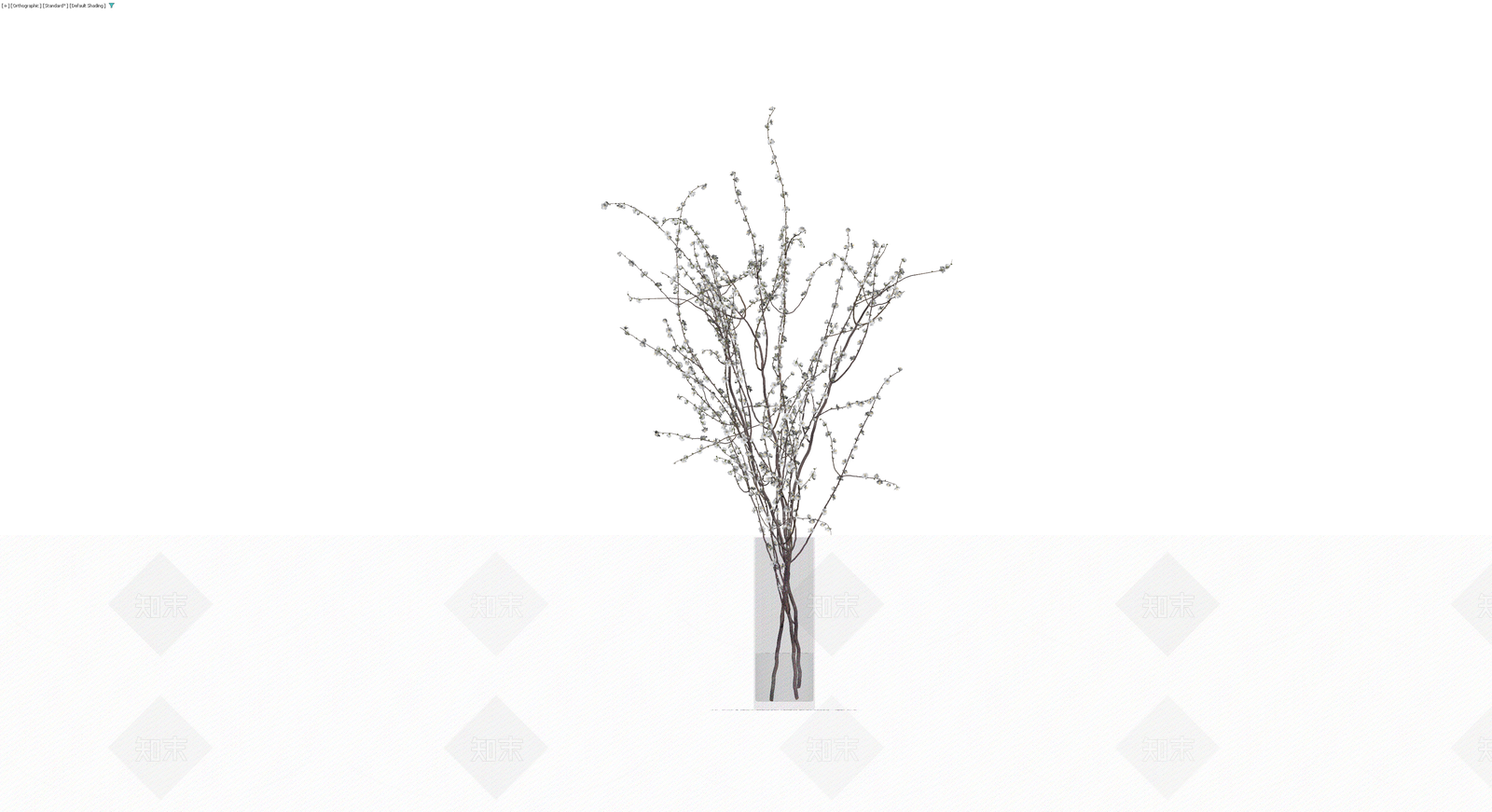 带盆白色花枝盆栽3D模型下载【ID:1229971740】