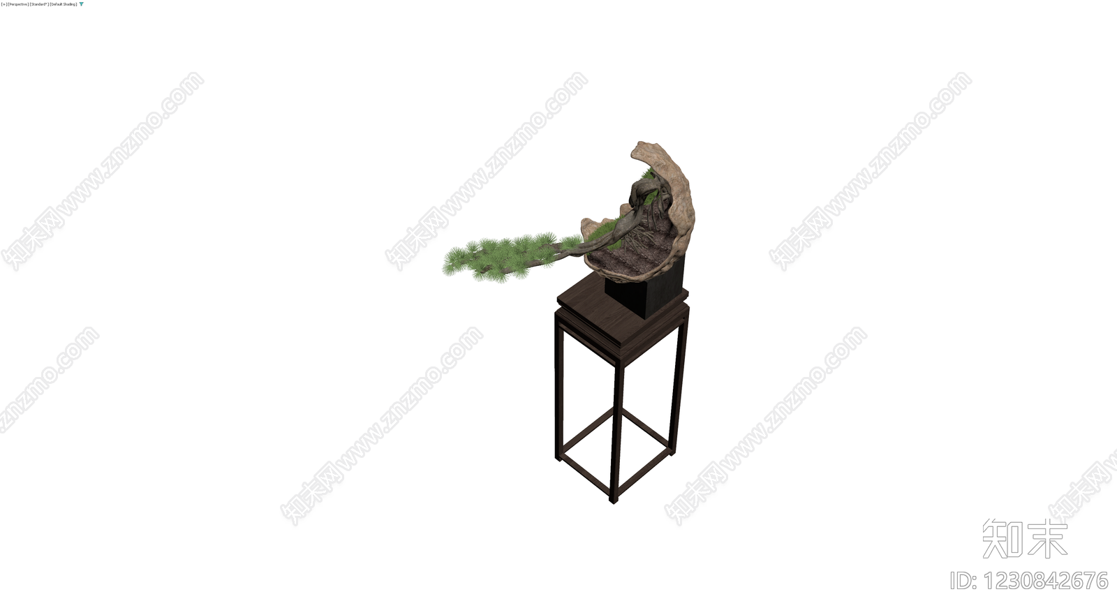 松树盆景雕塑摆件3D模型下载【ID:1230842676】