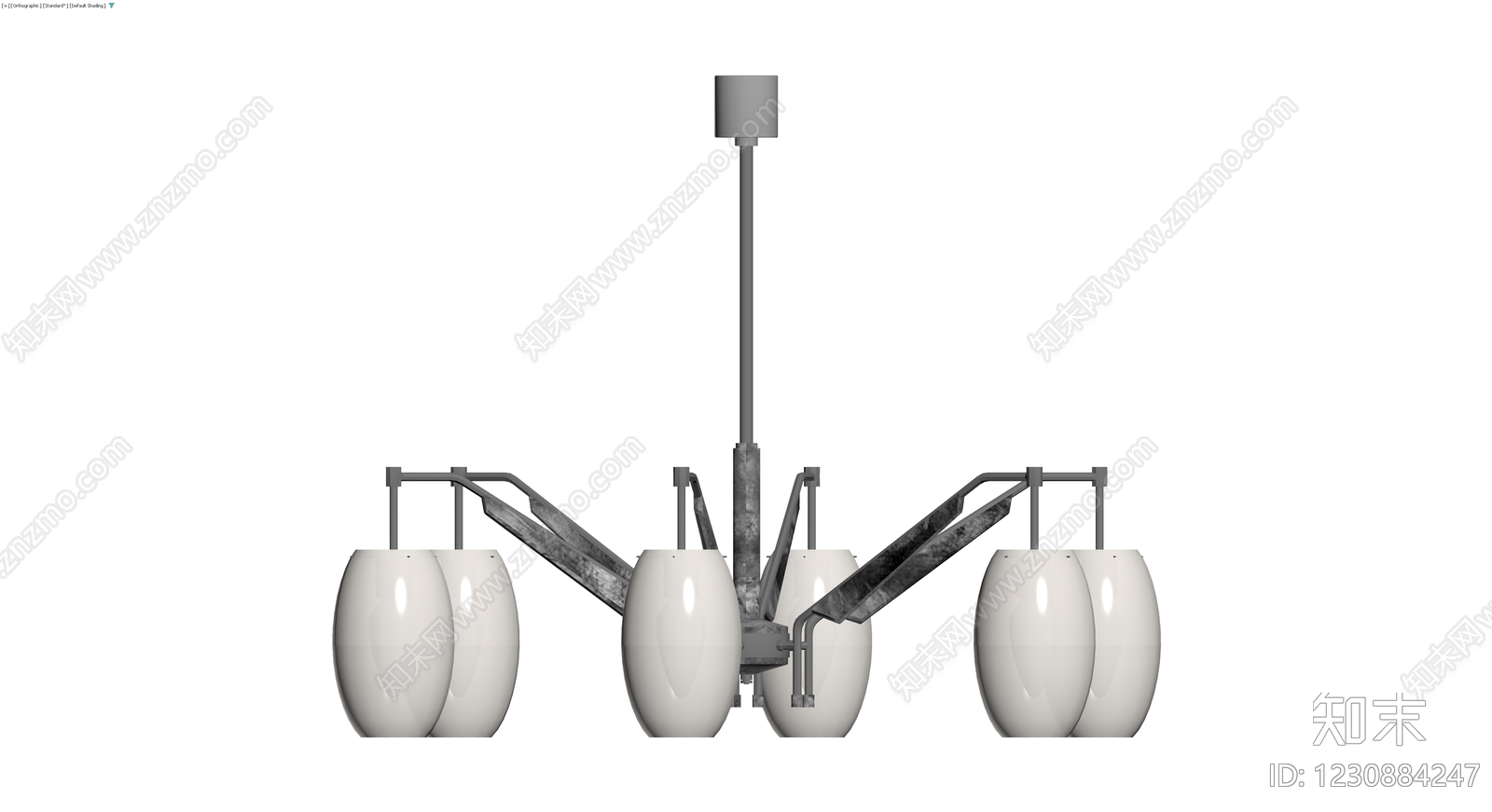六头玻璃吊灯3D模型下载【ID:1230884247】