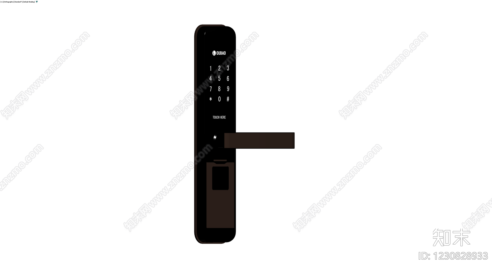 黑色智能指纹门锁3D模型下载【ID:1230828933】