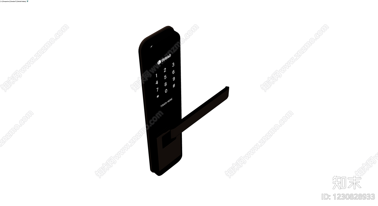 黑色智能指纹门锁3D模型下载【ID:1230828933】