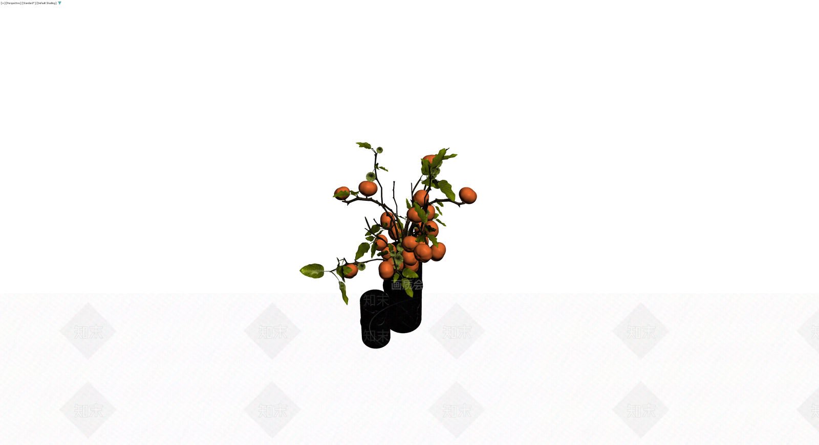 黑大理石花瓶插枝3D模型下载【ID:1230540748】