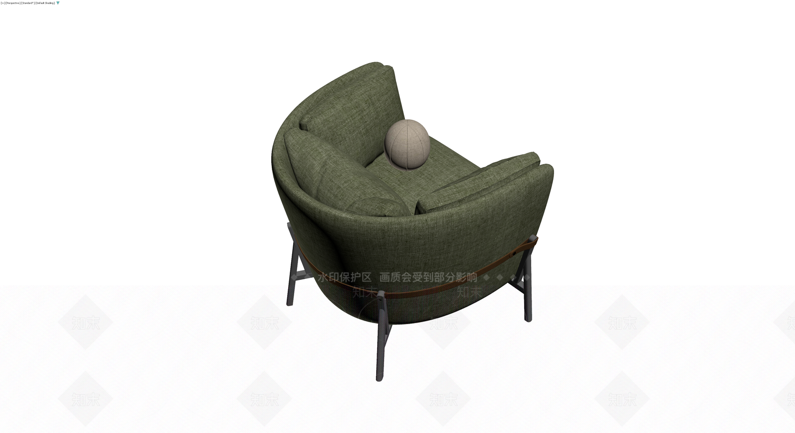 绿色布艺单人沙发3D模型下载【ID:1230645710】
