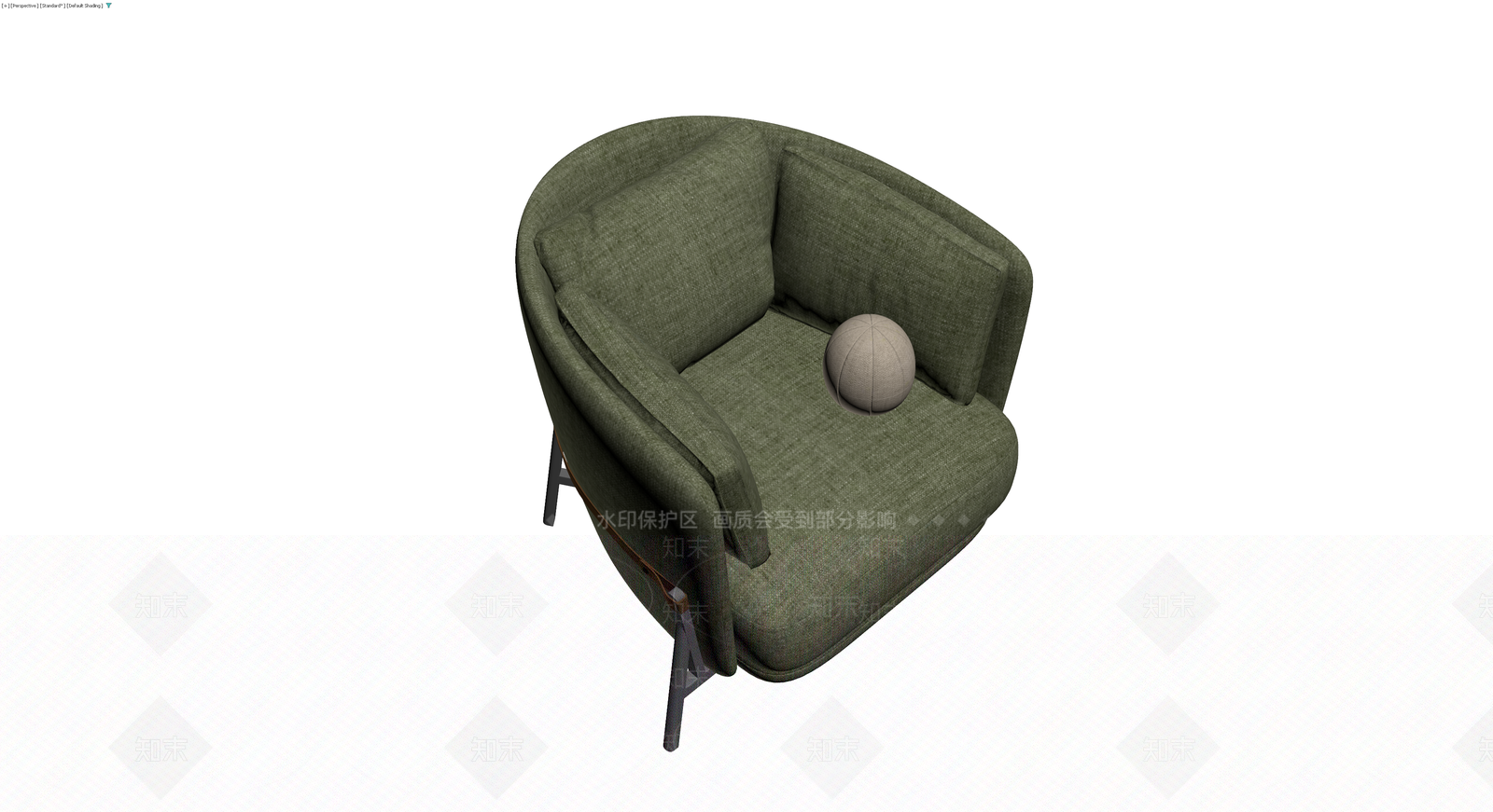 绿色布艺单人沙发3D模型下载【ID:1230645710】