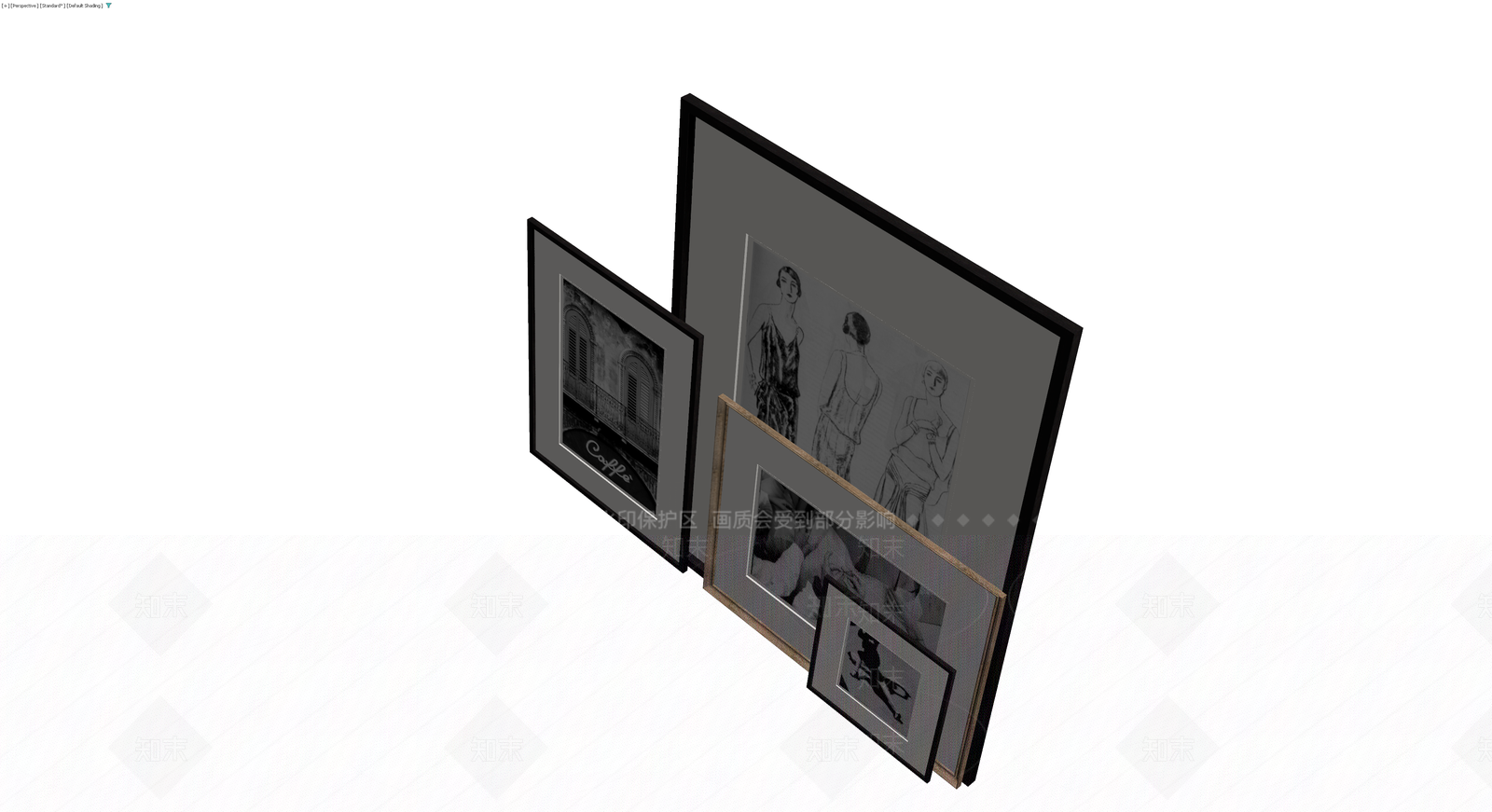 黑白装饰挂画组合3D模型下载【ID:1229907796】
