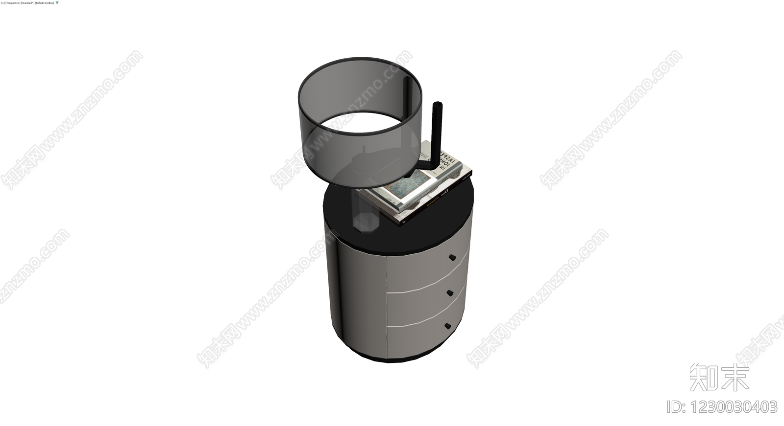 床头柜与台灯组合3D模型下载【ID:1230030403】