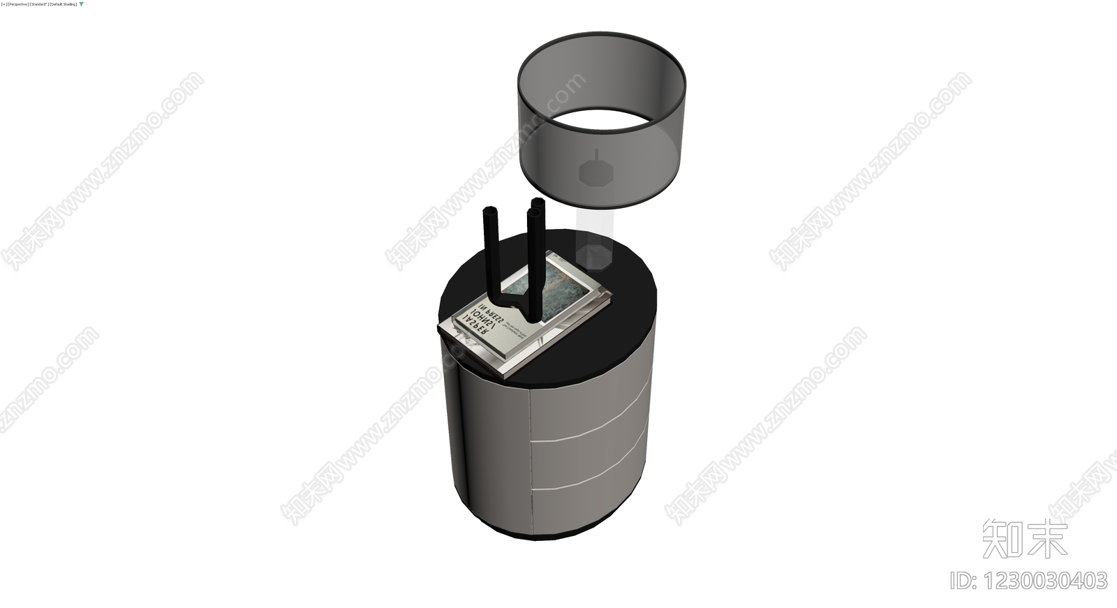 床头柜与台灯组合3D模型下载【ID:1230030403】