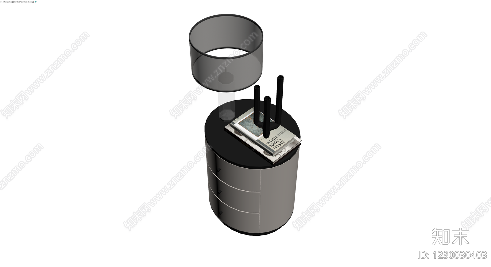 床头柜与台灯组合3D模型下载【ID:1230030403】