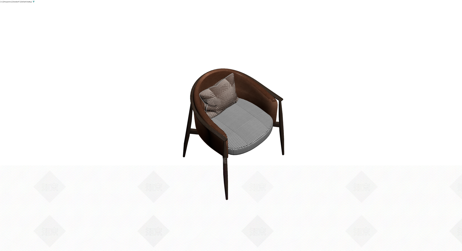 棕色圆背扶手椅3D模型下载【ID:1230102915】