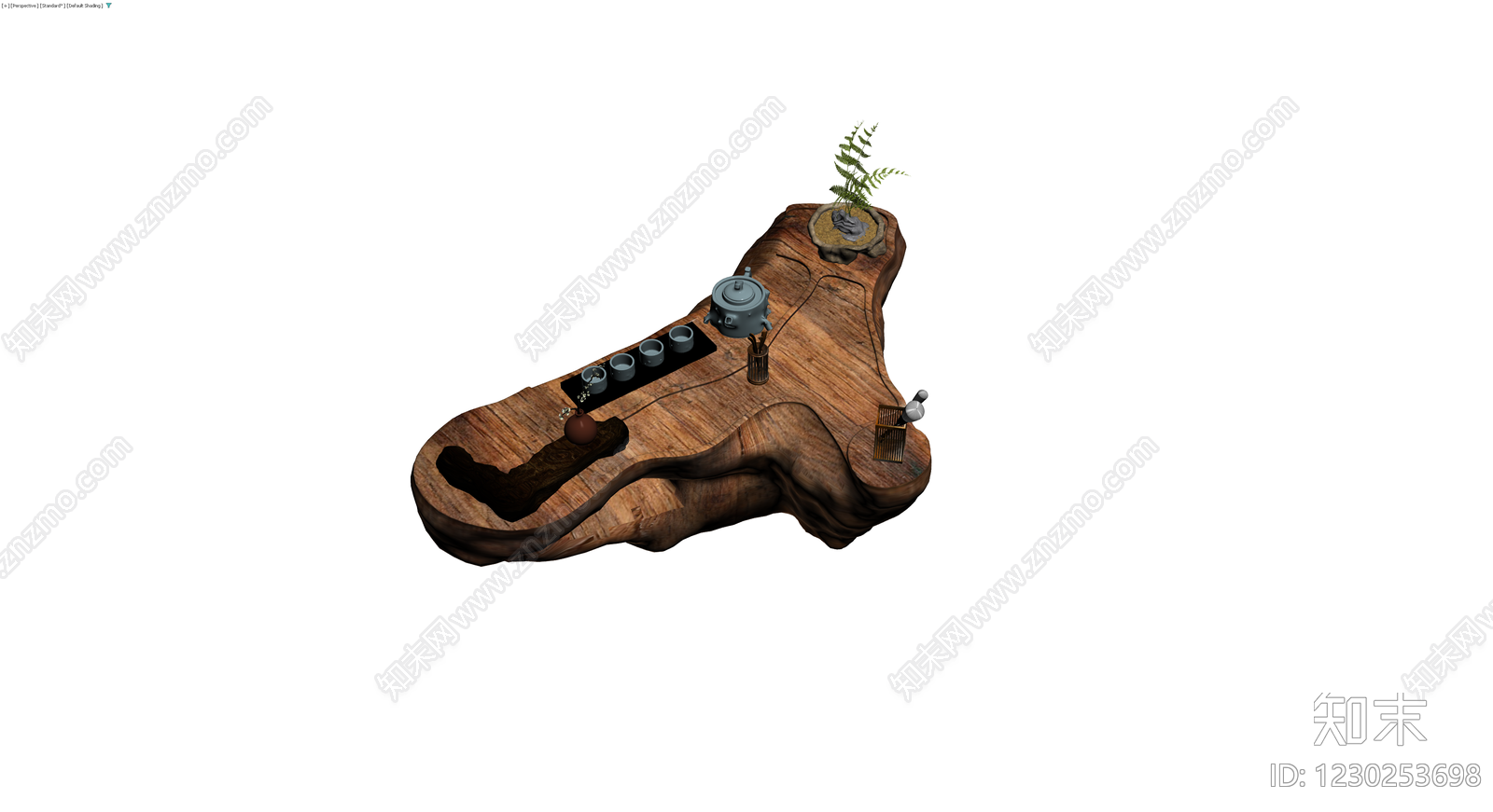 原木茶盘摆件组合3D模型下载【ID:1230253698】