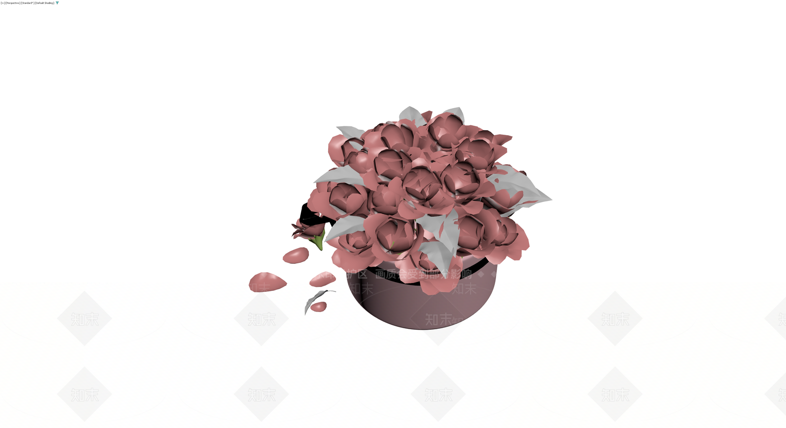 粉色花盒玫瑰盆栽3D模型下载【ID:1230177748】