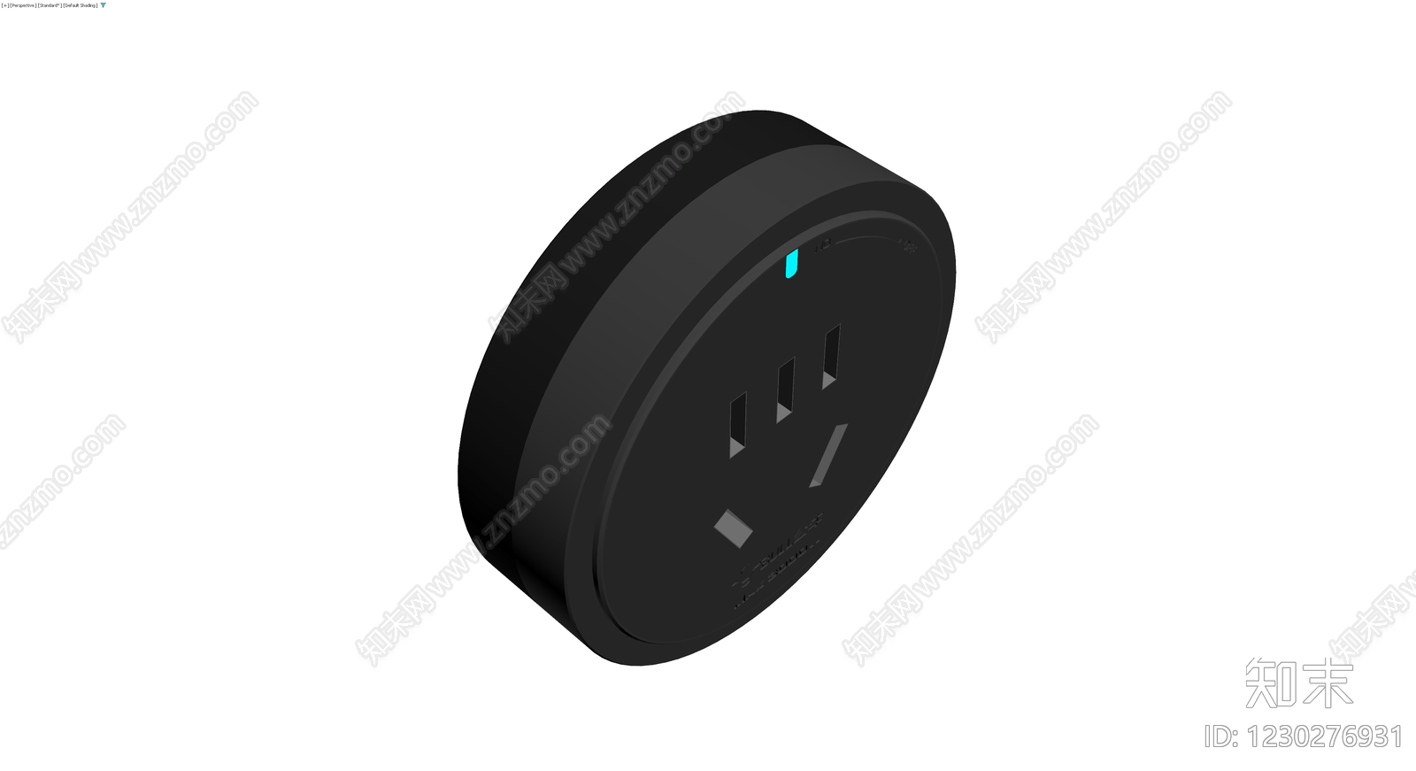 黑色圆形插座面板3D模型下载【ID:1230276931】