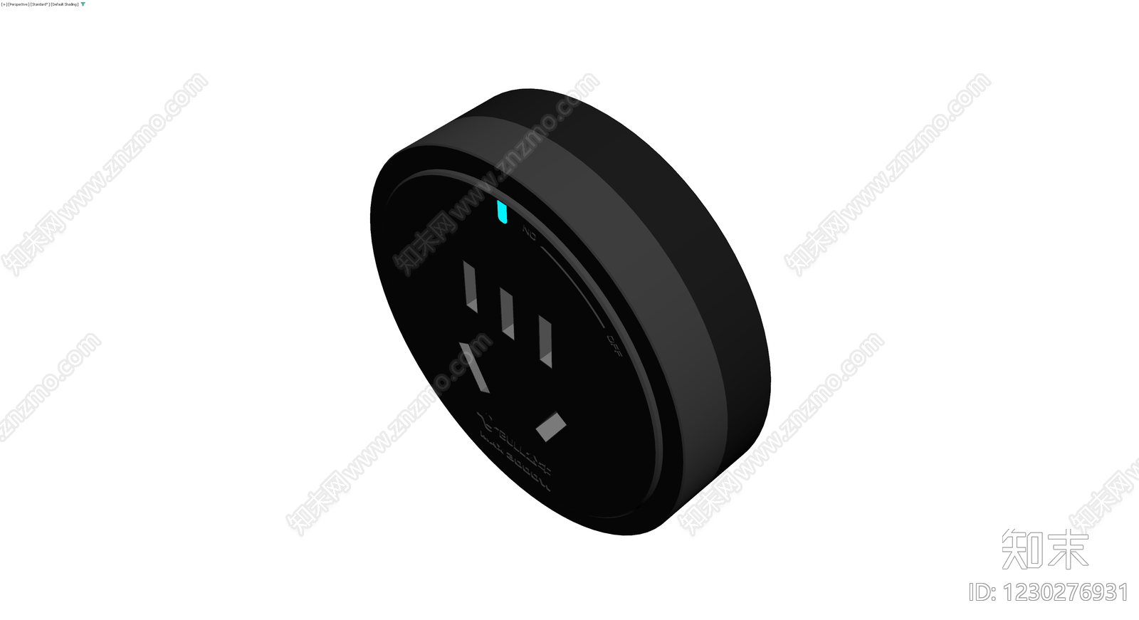 黑色圆形插座面板3D模型下载【ID:1230276931】