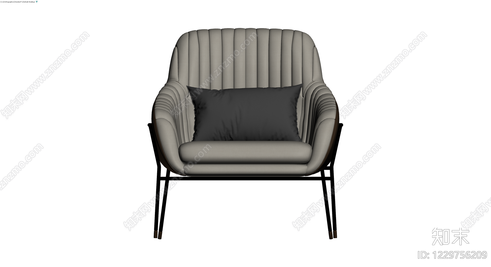 灰色软包单人沙发3D模型下载【ID:1229756209】