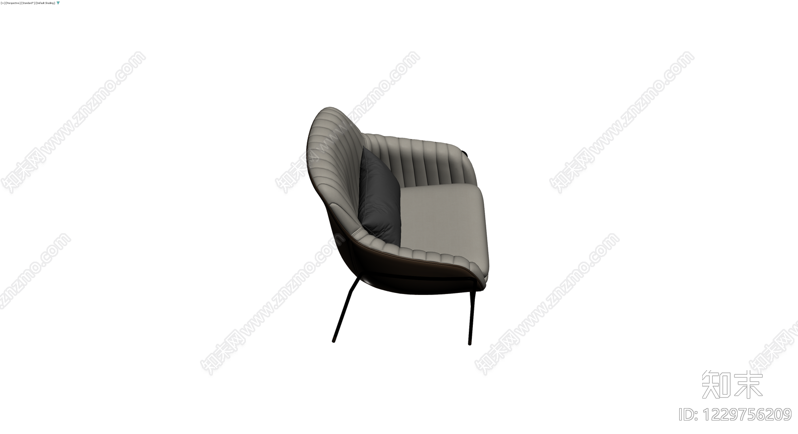 灰色软包单人沙发3D模型下载【ID:1229756209】