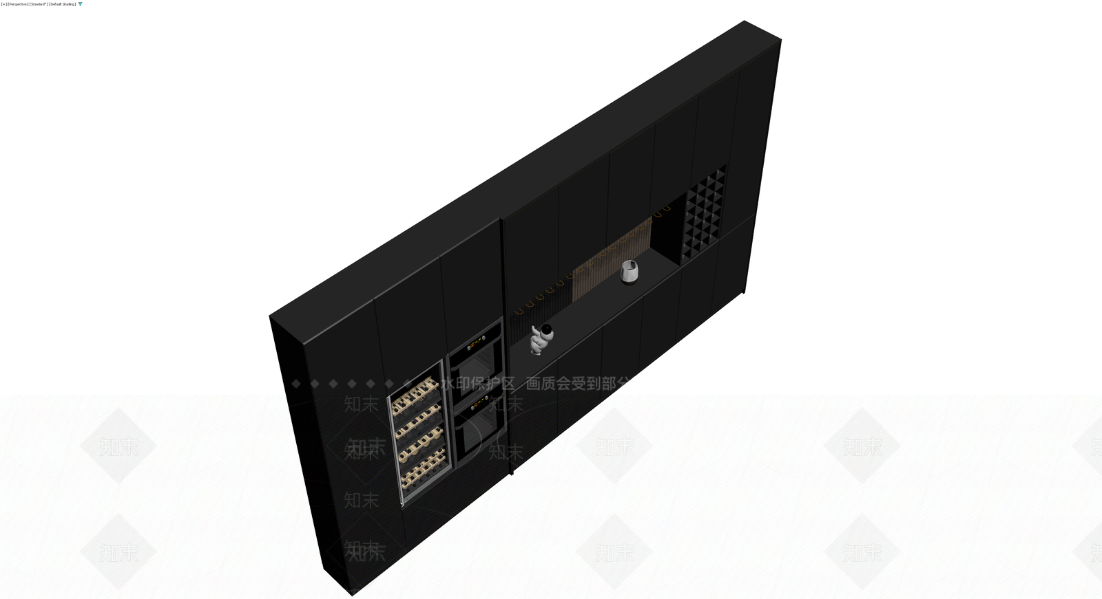 黑色整体酒柜吧台组合3D模型下载【ID:1230720508】
