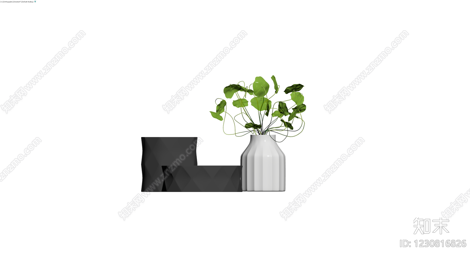 黑白几何盆栽组合3D模型下载【ID:1230816826】