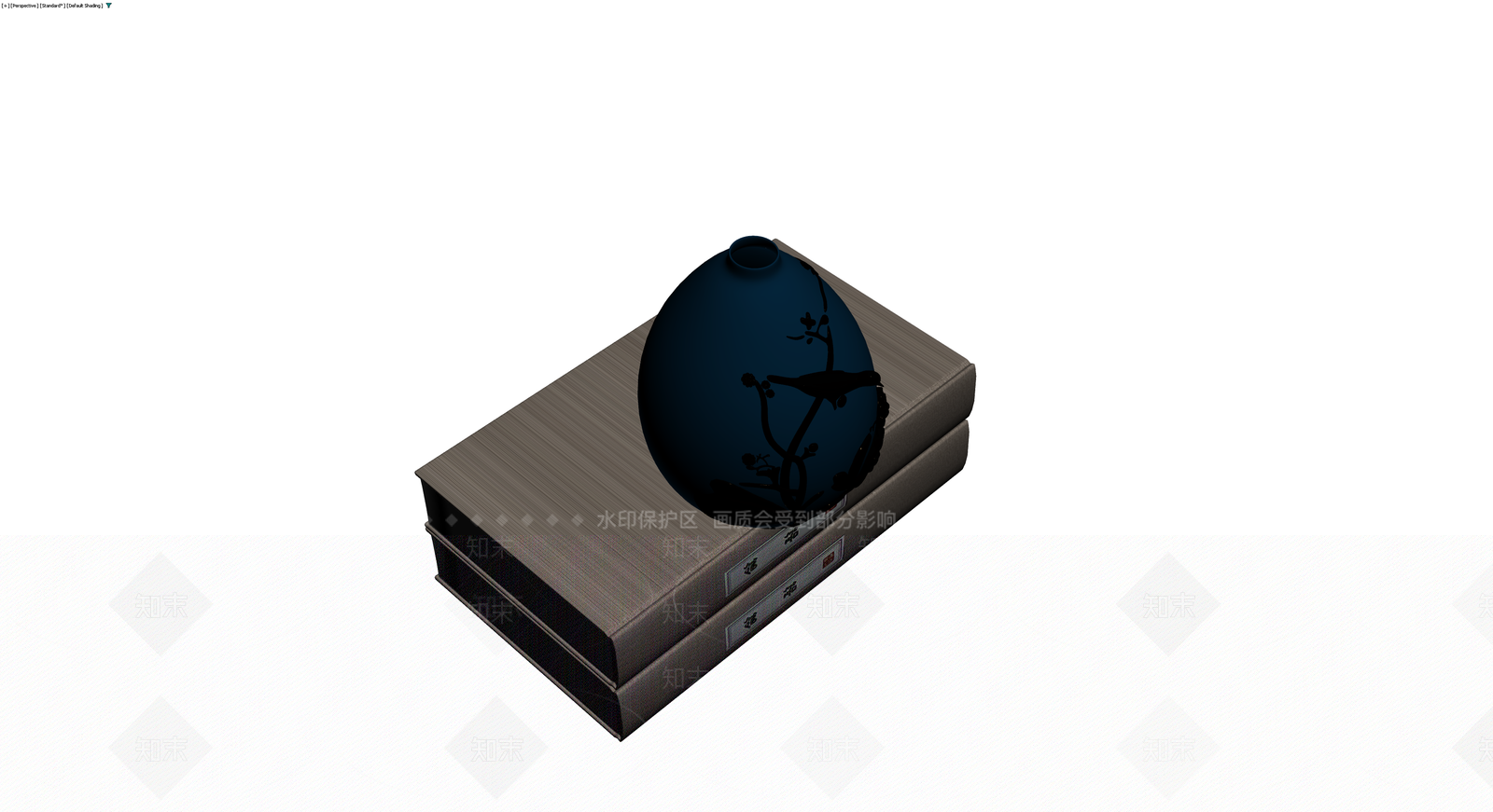 蓝色花瓶配书籍组合3D模型下载【ID:1230733437】