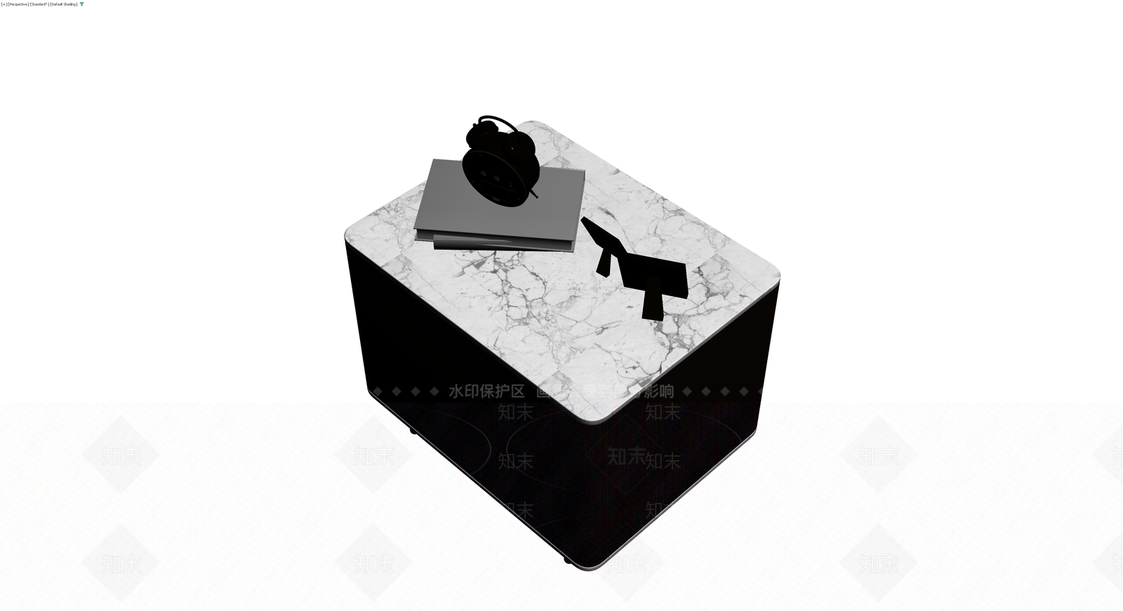 黑柜大理石面床头柜3D模型下载【ID:1230442635】