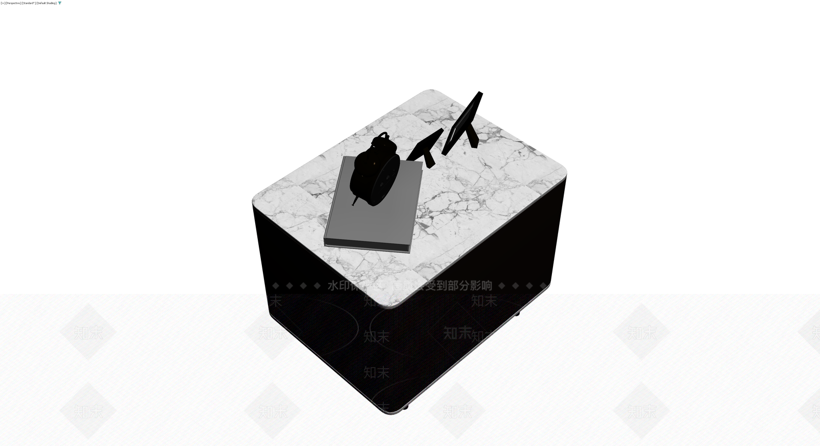 黑柜大理石面床头柜3D模型下载【ID:1230442635】