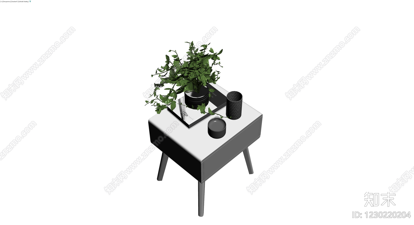 带绿植的床头柜组合3D模型下载【ID:1230220204】