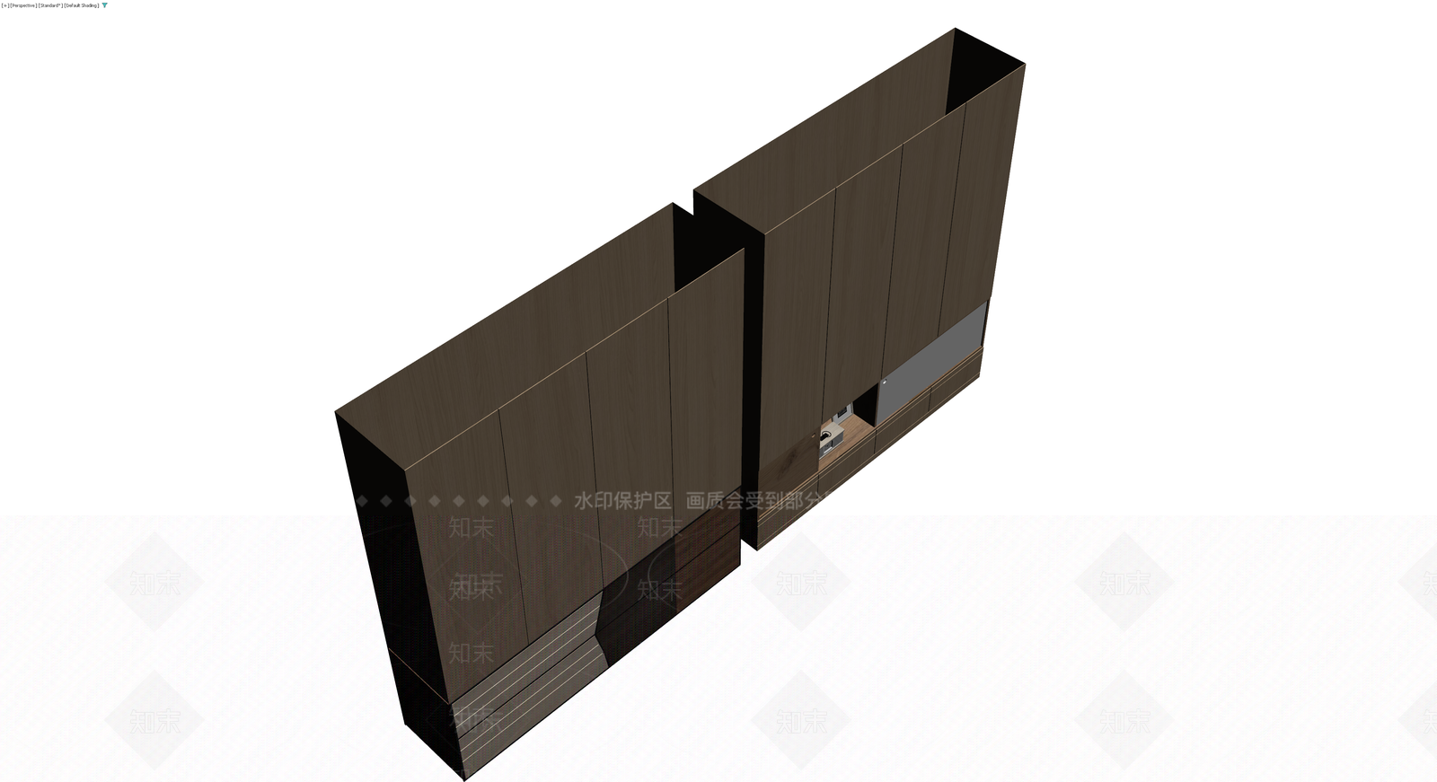 深色木纹电视柜组合3D模型下载【ID:1230561227】