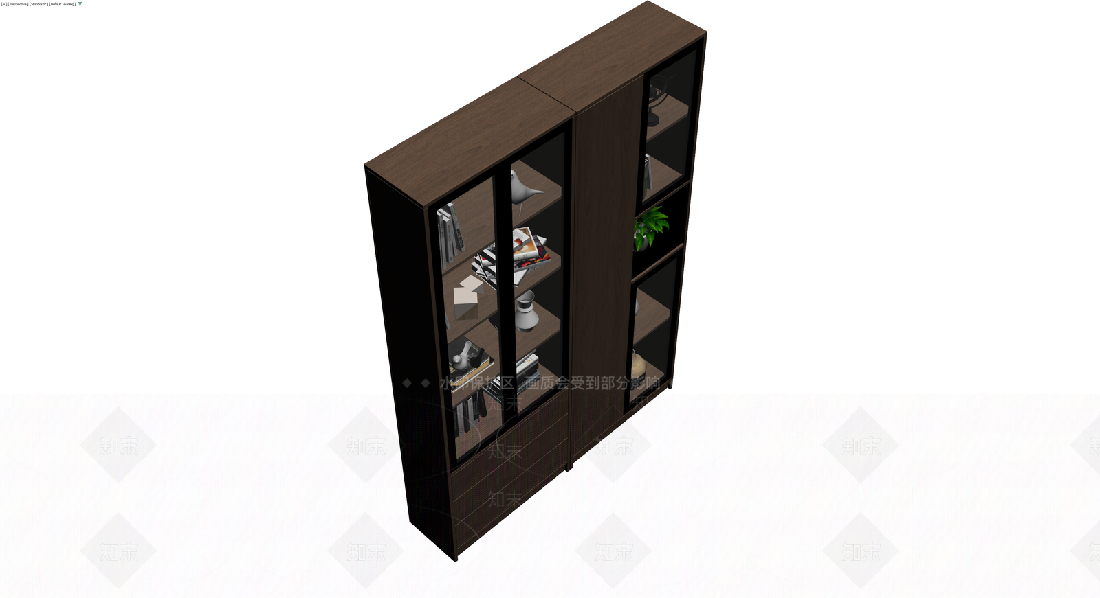 深色木纹组合展示柜3D模型下载【ID:1229916730】