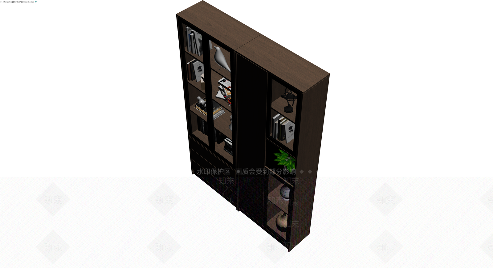 深色木纹组合展示柜3D模型下载【ID:1229916730】