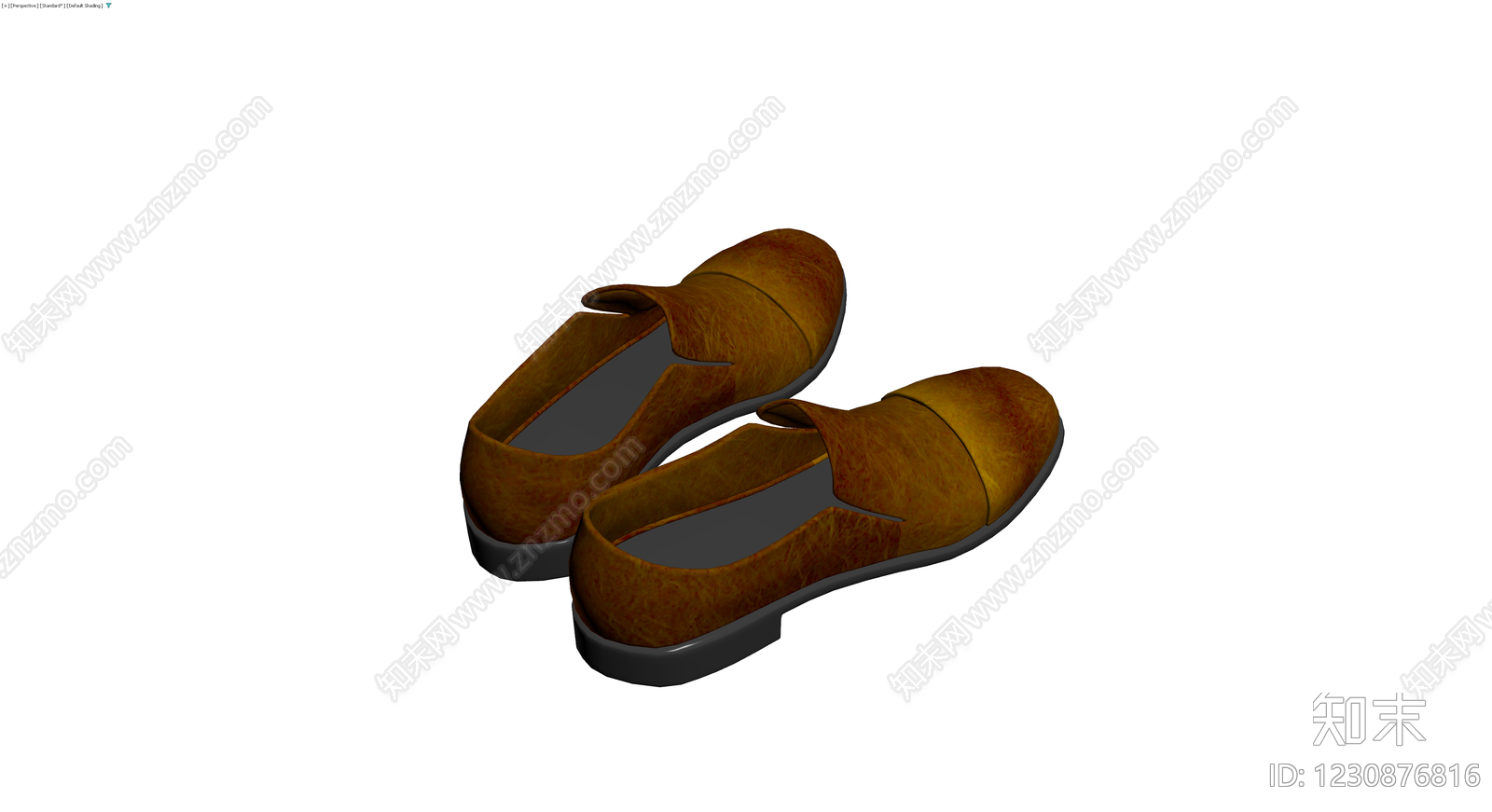 棕色纹理皮鞋3D模型下载【ID:1230876816】