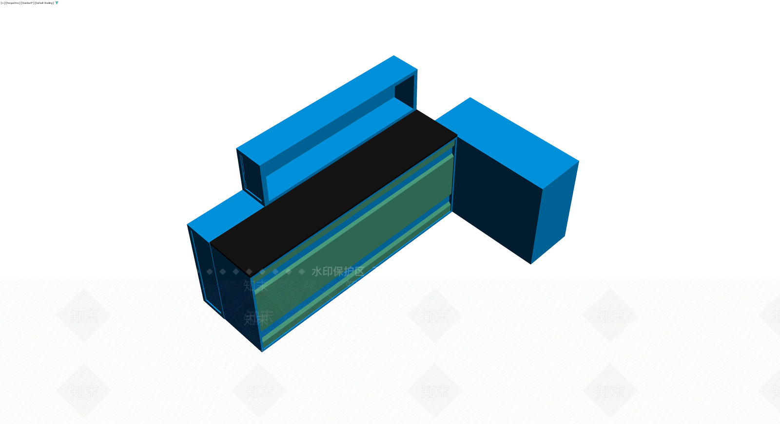 蓝色L型吧台3D模型下载【ID:1230407952】