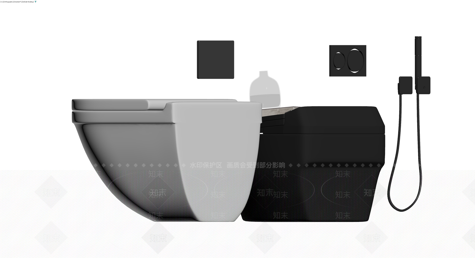 黑白双色马桶组合3D模型下载【ID:1229879116】