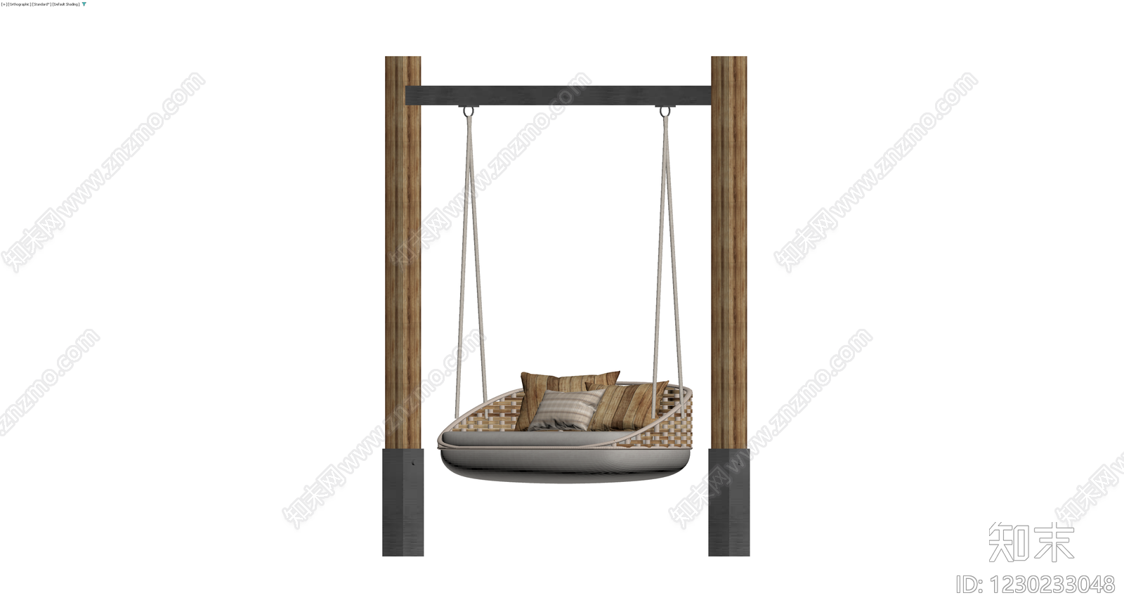 户外藤编吊椅组合3D模型下载【ID:1230233048】